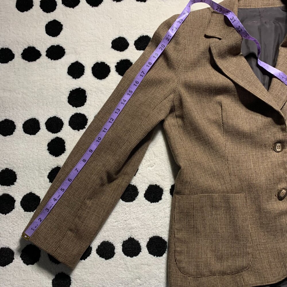 Vintage 60s 70s Tweed Wool Blend Blazer Midi Skirt 2 Piece Mod Retro Set - Picture 12 of 16